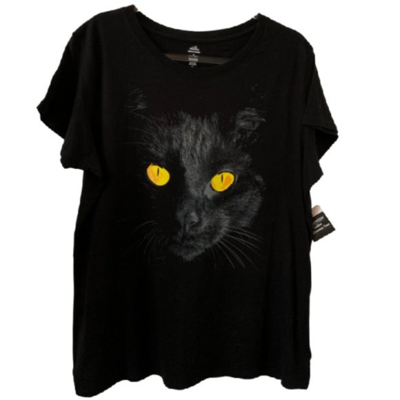 Way To Celebrate Tops - Way To Celebrate - Black Cat Halloween T-Shirt - Size 2X